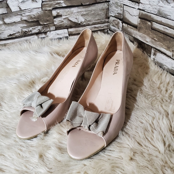 Prada Nude Peep Toe, 2.5" heel - Picture 1 of 6